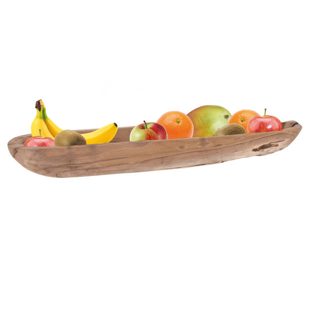 Fruitschaal - teak hout - ovaal - 70 x 12 cm - Fruitschalen