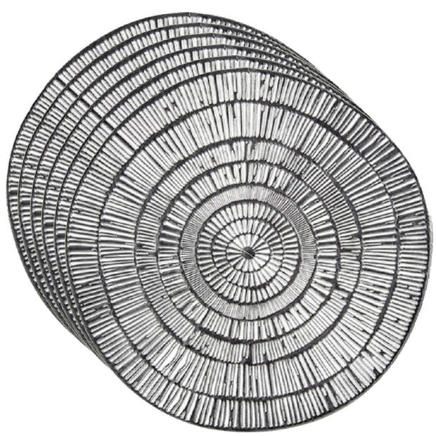 Set van 6x stuks ronde Placemats metallic zilver look diameter 38 cm - Placemats