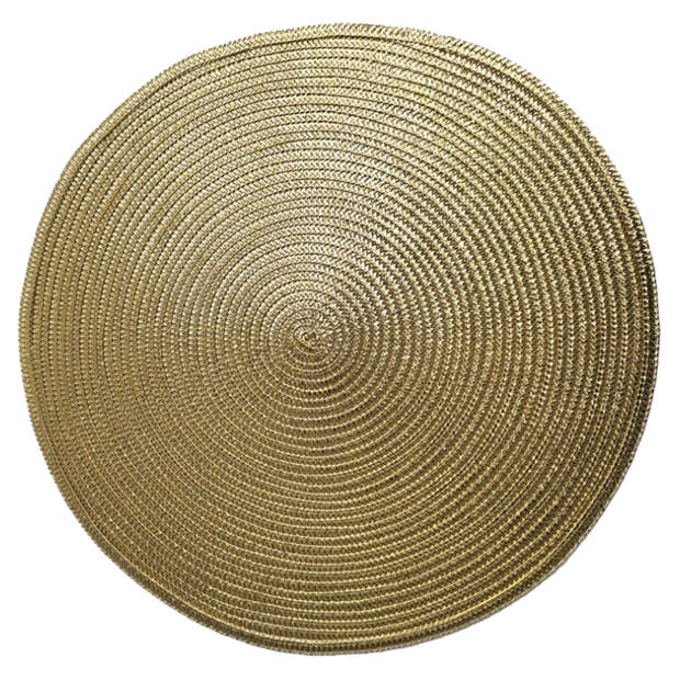 Set van 6x stuks ronde placemats metallic goud look diameter 38 cm - Placemats