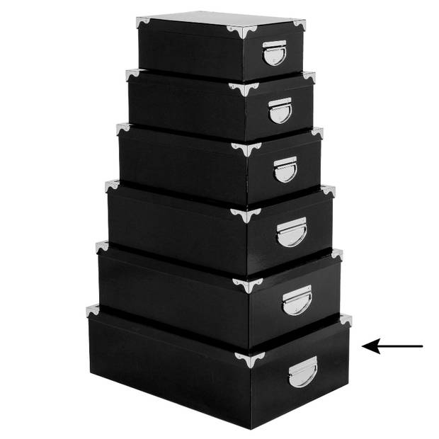 5Five Opbergdoos/box - 2x - zwart - L48 x B33.5 x H16 cm - Stevig karton - Blackbox - Opbergbox