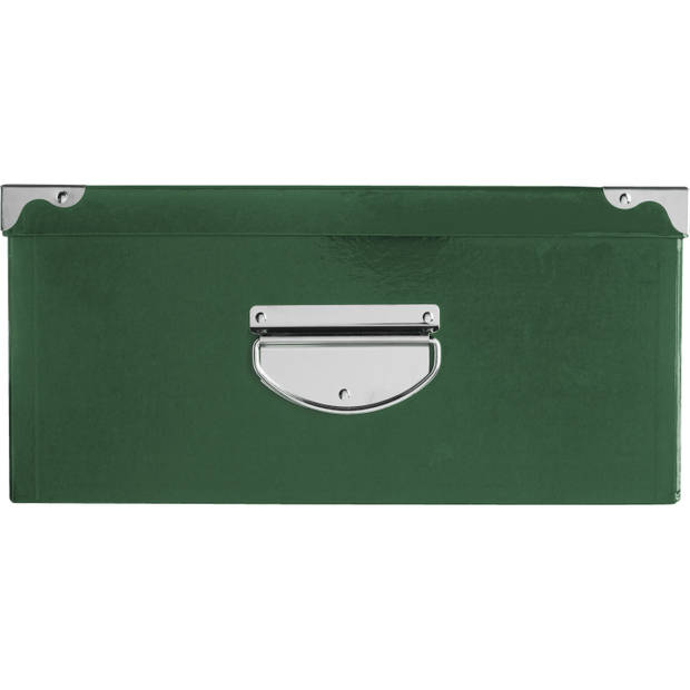 5Five Opbergdoos/box - groen - L40 x B26.5 x H14 cm - Stevig karton - Greenbox - Opbergbox