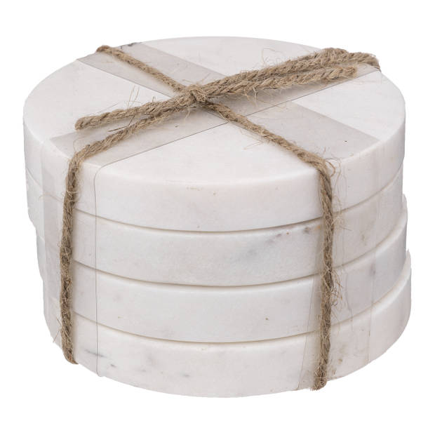 Marmeren onderzetters Marble Rond Coaster 4 stuks - Wit