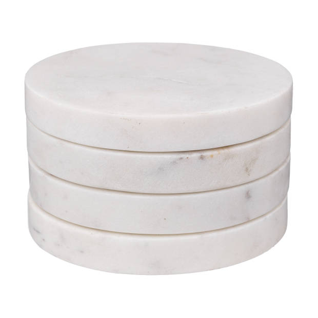 Marmeren onderzetters Marble Rond Coaster 4 stuks - Wit