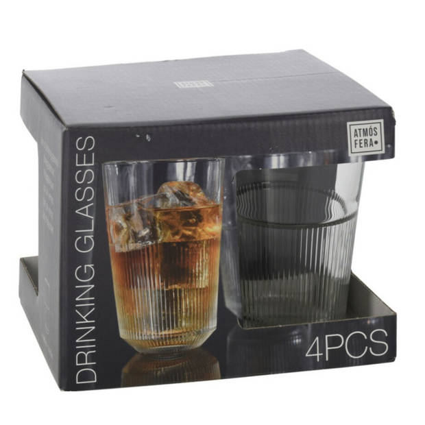 Excellent Houseware Whisky glazen - 8x - transparant - 360 ml 8x13 cm - Whiskeyglazen