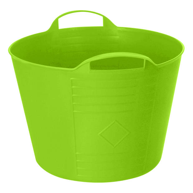 Flexibele emmer - 2x - groen - 27 liter - kunststof - 40 x 35 cm - Wasmanden