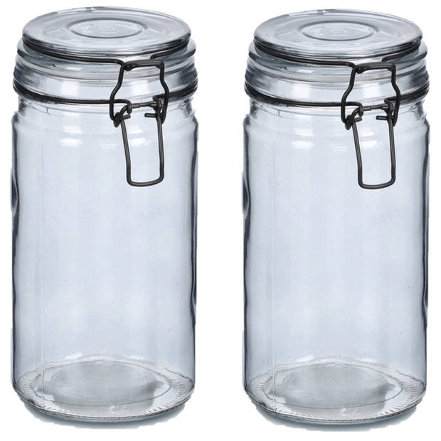 Zeller Weckpotten/inmaakpotten - 2x - 750 ml - glas - met beugelsluiting - D10 x H15 cm - Weckpotten