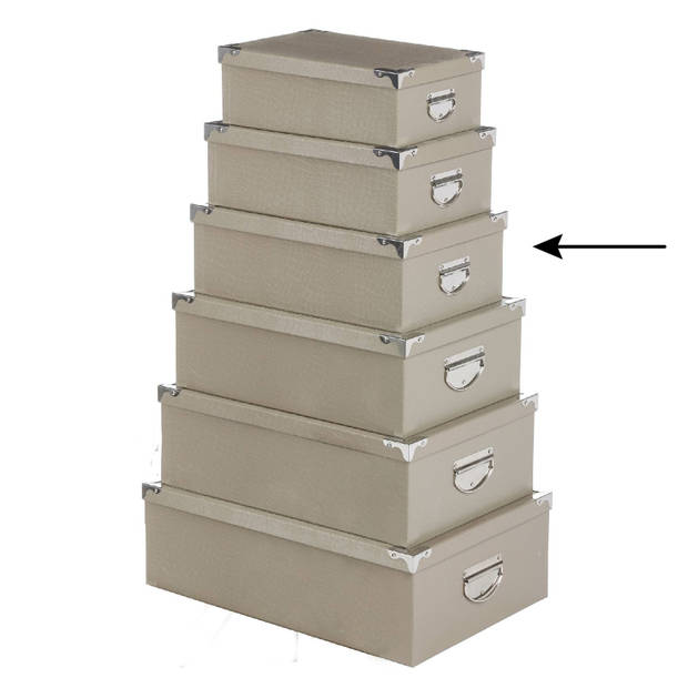 5Five Opbergdoos/box - 2x - beige - L36 x B24.5 x H12.5 cm - Stevig karton - Crocobox - Opbergbox