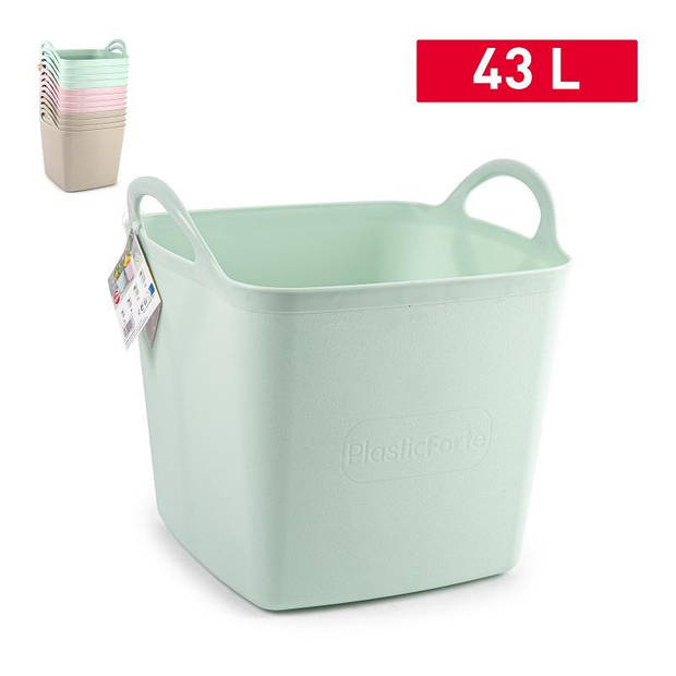 PlasticForte Kuip/emmer/wasmand - 2x - flexibel - roze - 43 liter - vierkant - kunststof - Wasmanden