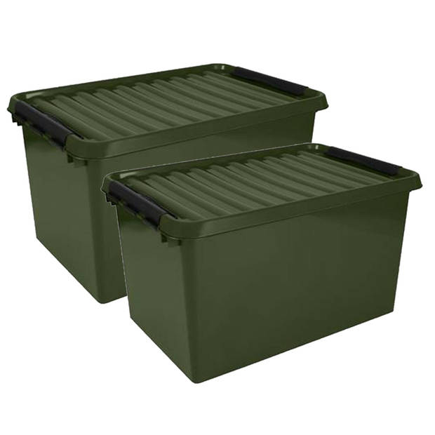 Sunware Opslagboxen met deksel - 2x stuks - 62 L - 60 x 40 x 34 cm - Opbergbox