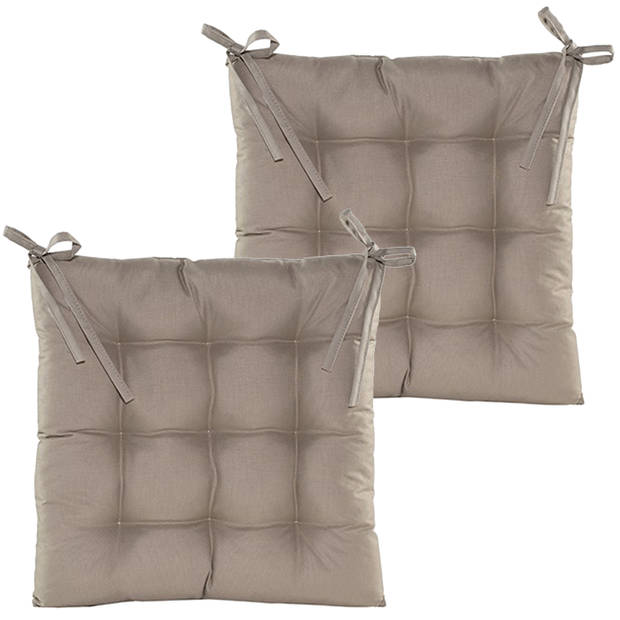 Anna's collection Stoelkussen gewatteerd - 2x - taupe - 38 x 38 cm - tuinstoelkussens