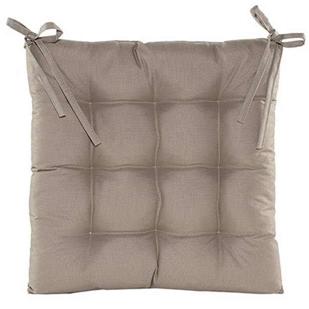 Anna's collection Stoelkussen gewatteerd - 2x - taupe - 38 x 38 cm - tuinstoelkussens