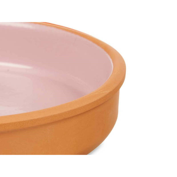 2x stuks tapas/hapjes serveren/oven schaal terracotta/roze 23 x 4 cm - Snack en tapasschalen