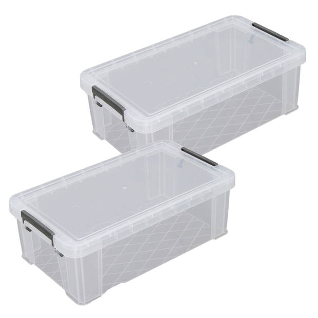 Allstore Opbergbox - 2x stuks - 5,8 liter - Transparant - 35 x 19 x 12 cm - Opbergbox