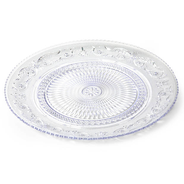 PlasticForte Onbreekbare Dinerborden - kunststof - kristal stijl - transparant - 31 cm - Campingborden