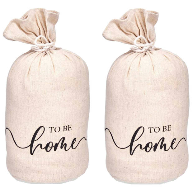 Giftdecor Deurstopper - 2x - 1 kilo - beige - canvas - To be home - D13 x H26 - Deurstoppers