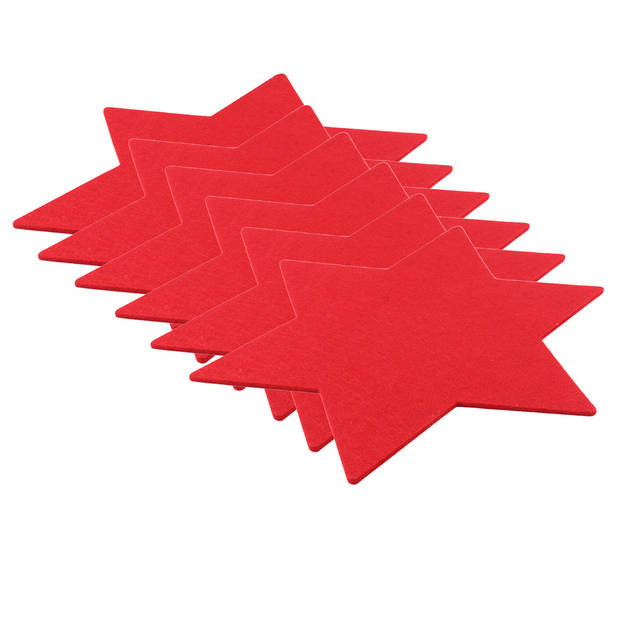 Set van 6x stuks ster vormige placemats rood 25 cm van kunststof - Placemats