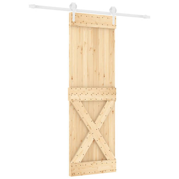 vidaXL Schuifdeur met beslag 70x210 cm massief grenenhout