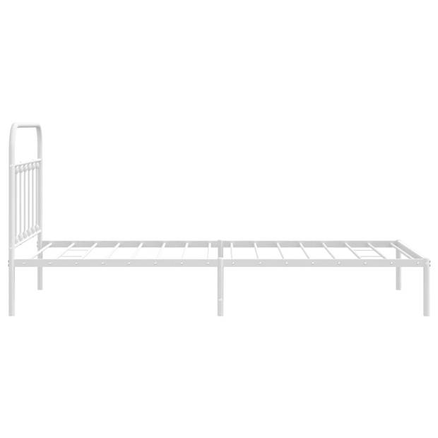 vidaXL Bedframe met hoofdbord metaal wit 100x200 cm