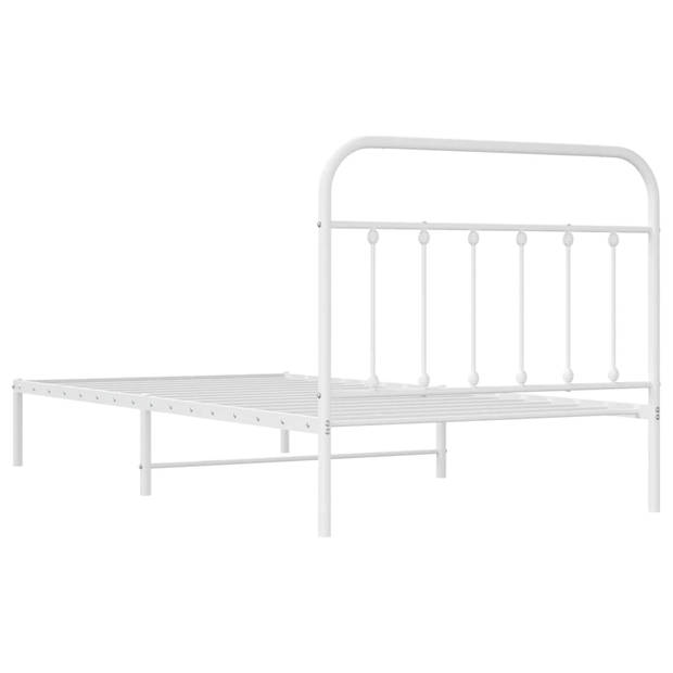 vidaXL Bedframe met hoofdbord metaal wit 100x200 cm