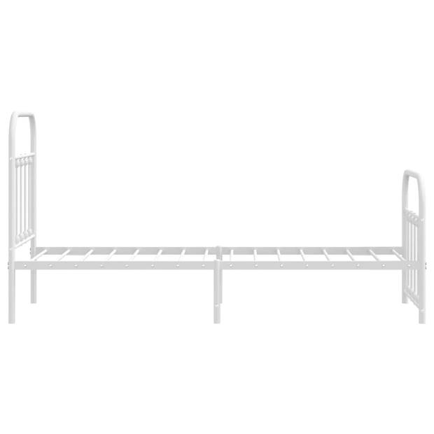 vidaXL Bedframe met hoofd- en voeteneinde metaal wit 75x190 cm