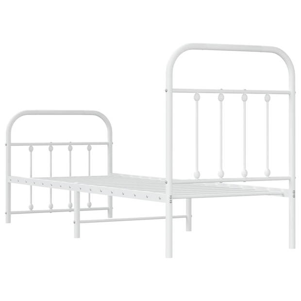 vidaXL Bedframe met hoofd- en voeteneinde metaal wit 75x190 cm