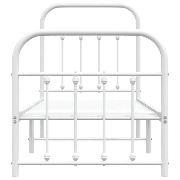 vidaXL Bedframe met hoofd- en voeteneinde metaal wit 75x190 cm