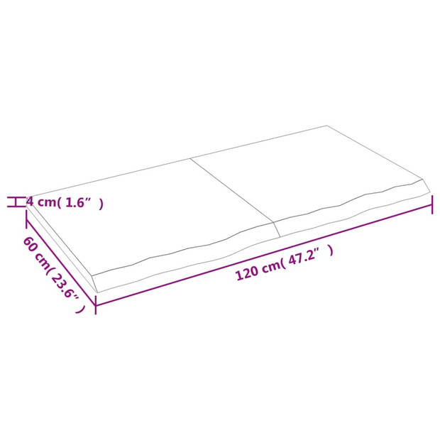 vidaXL Wandschap 120x60x(2-4) cm onbehandeld massief eikenhout