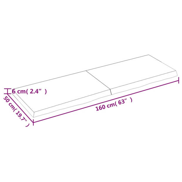 vidaXL Tafelblad 160x50x(2-6)cm behandeld massief eikenhout lichtbruin