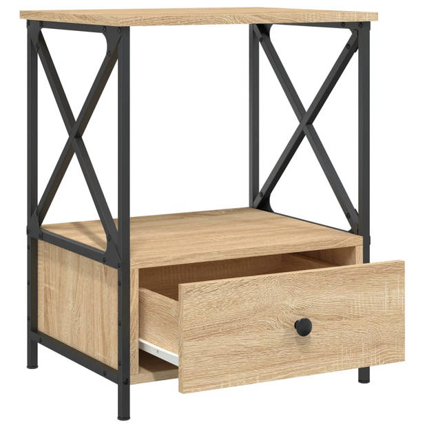 vidaXL Nachtkastjes 2 st 50x41x65 cm bewerkt hout sonoma eikenkleurig