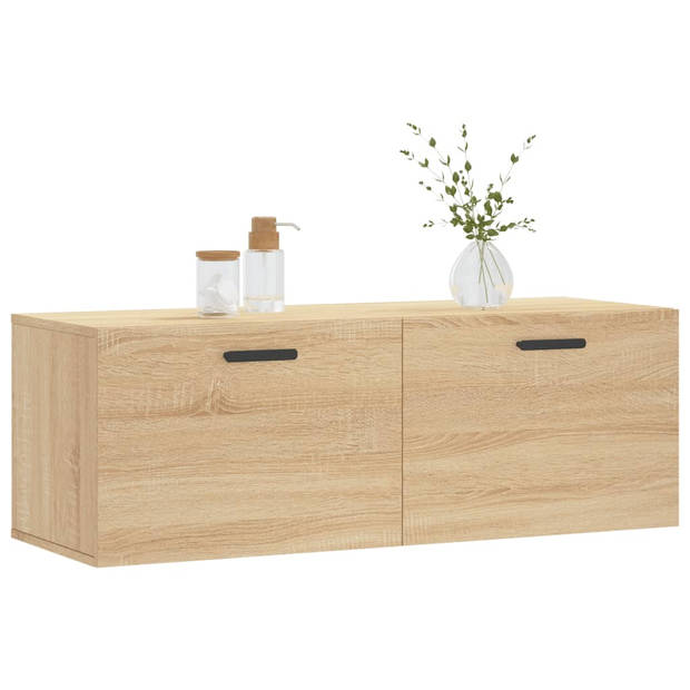 The Living Store Wandkast Sonoma Eiken - Zwevend - 100 x 36.5 x 35 cm - Duurzaam hout - Montage vereist