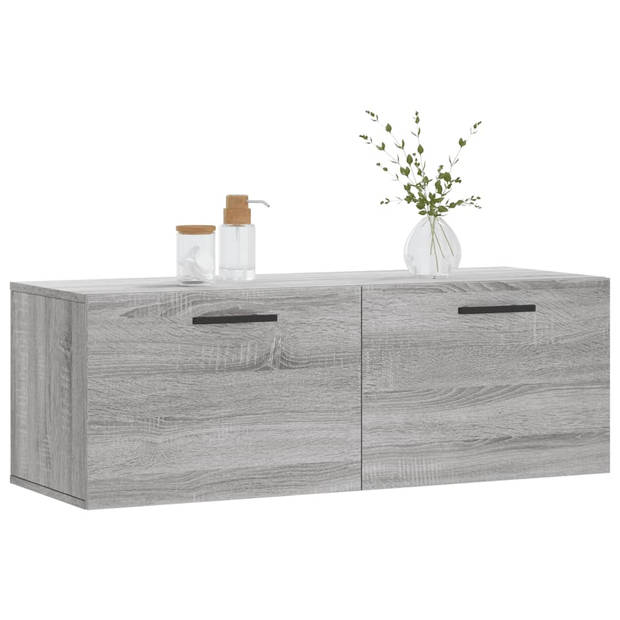 The Living Store Wandkast - Grijs Sonoma Eiken - 100 x 36.5 x 35 cm - Displayfunctie