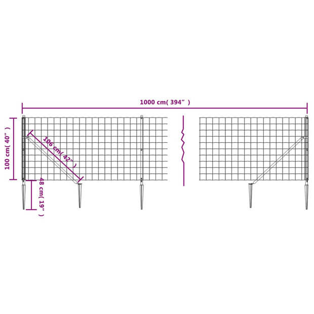 The Living Store Gaashekwerk - Draadgaas 1 x 10m - Antraciet - Gegalvaniseerd staal met PVC-coating