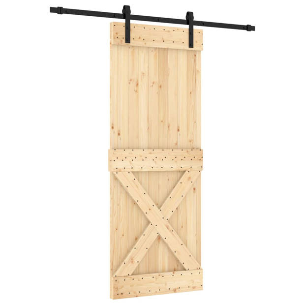 vidaXL Schuifdeur met beslag 80x210 cm massief grenenhout