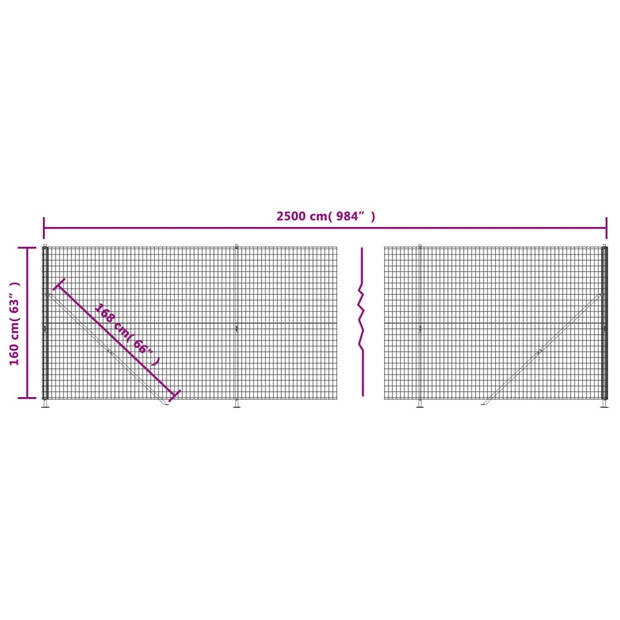 vidaXL Draadgaashek met flens 1,6x25 m groen