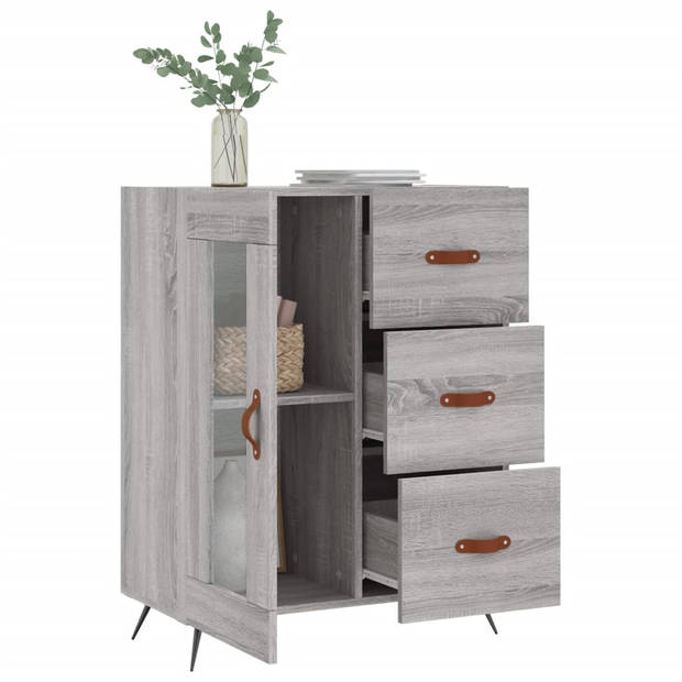 vidaXL Dressoir 69,5x34x90 cm bewerkt hout grijs sonoma eikenkleurig