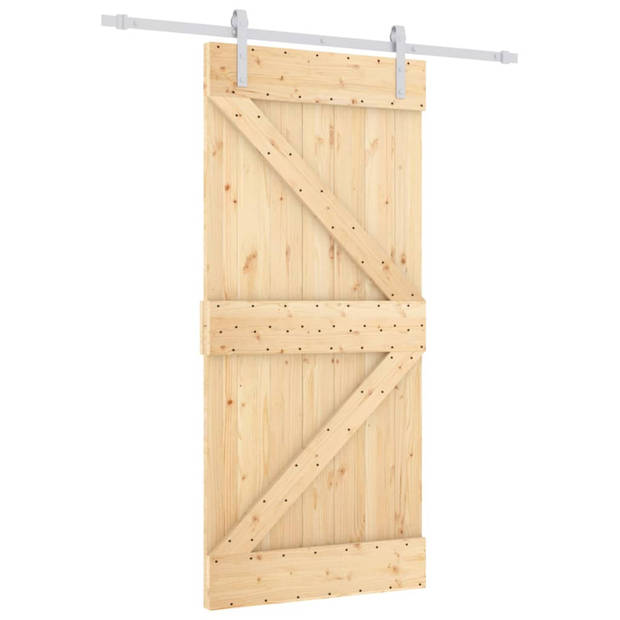 vidaXL Schuifdeur met beslag 90x210 cm massief grenenhout