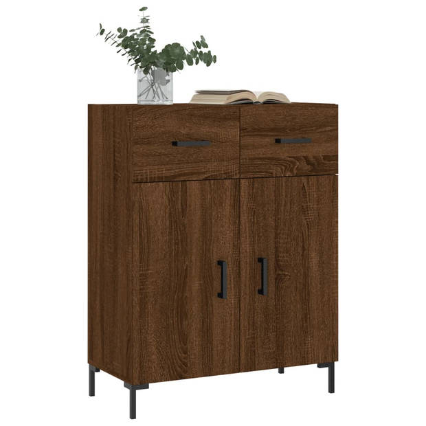 The Living Store Dressoir Bruineiken - 69.5 x 34 x 90 cm - Met Metalen Poten en Voldoende Opbergruimte