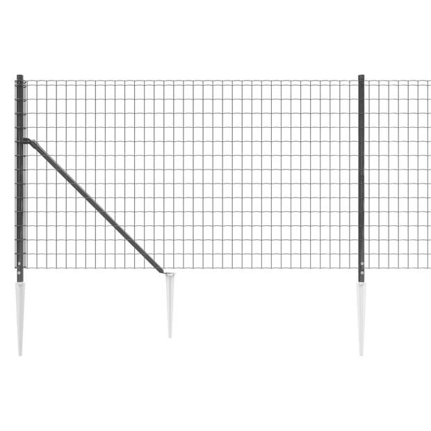 vidaXL Draadgaashek met grondankers 1,1x25 m antracietkleurig