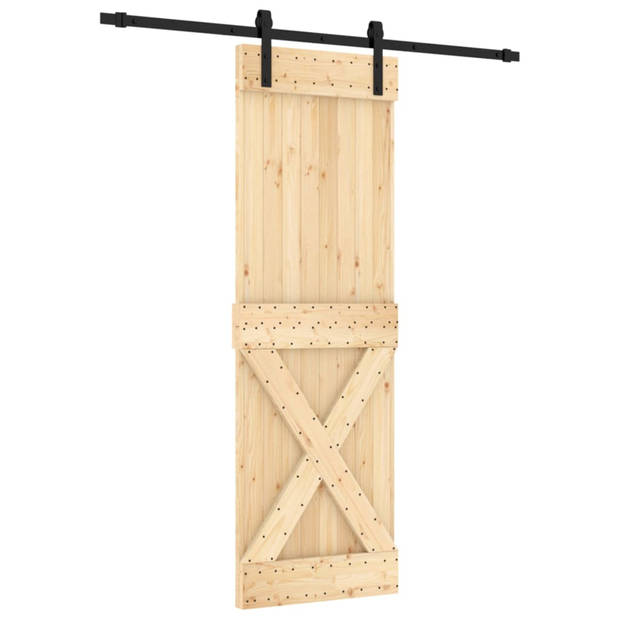 vidaXL Schuifdeur met beslag 70x210 cm massief grenenhout