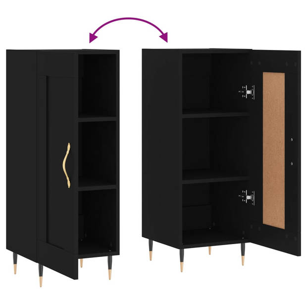 The Living Store Dressoir - Trendy - Opbergkast - 34.5 x 34 x 90 cm - Zwart