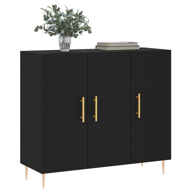 The Living Store Dressoir - - Dressoirs - 90 x 34 x 80 cm - Zwart