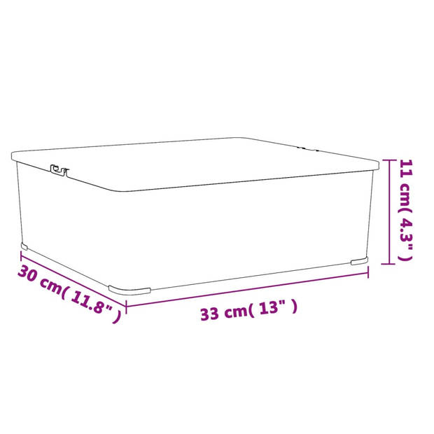 The Living Store Opbergdoos - Kunststof - 33 x 30 x 11 cm - 5L - Ventilatiesleuven