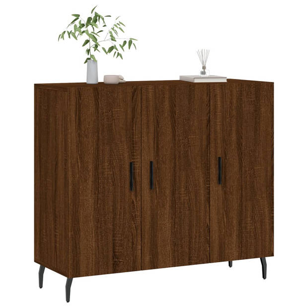 vidaXL Dressoir 90x34x80 cm bewerkt hout bruin eikenkleur