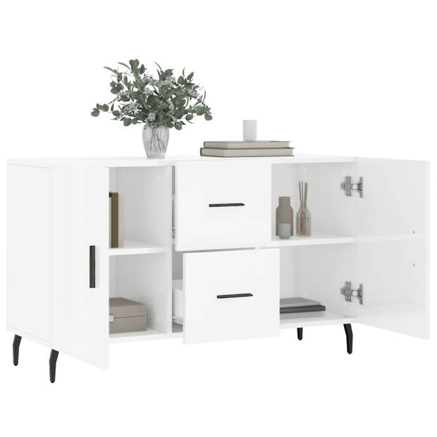 The Living Store Dressoir Modern - Hoogglans wit - 100 x 36 x 60 cm - Duurzaam hout/metaal