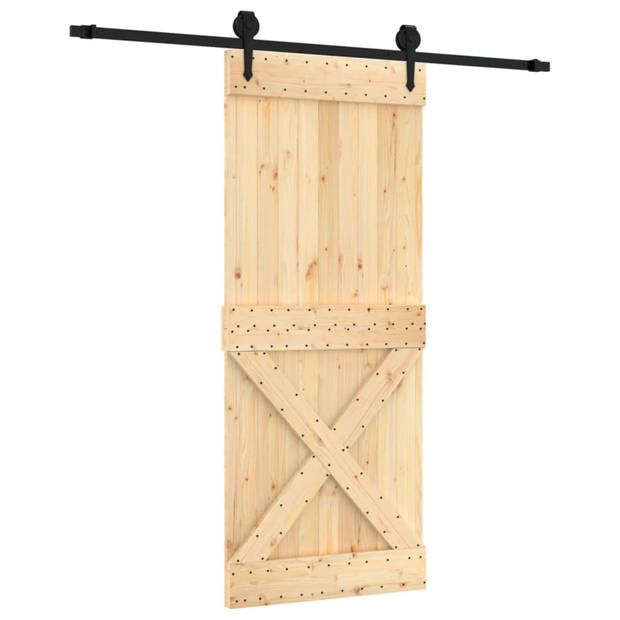 vidaXL Schuifdeur met beslag 85x210 cm massief grenenhout