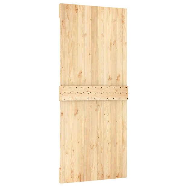 The Living Store Schuifdeur Massief Grenenhout - 90 x 3.6 x 210 cm - Stalen Schuifrails - Ruimtebesparend