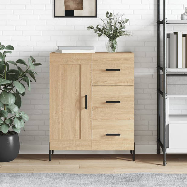 The Living Store Dressoir - Klassiek - Meubel - Afmetingen- 69.5 x 34 x 90 cm - Kleur- Sonoma eiken