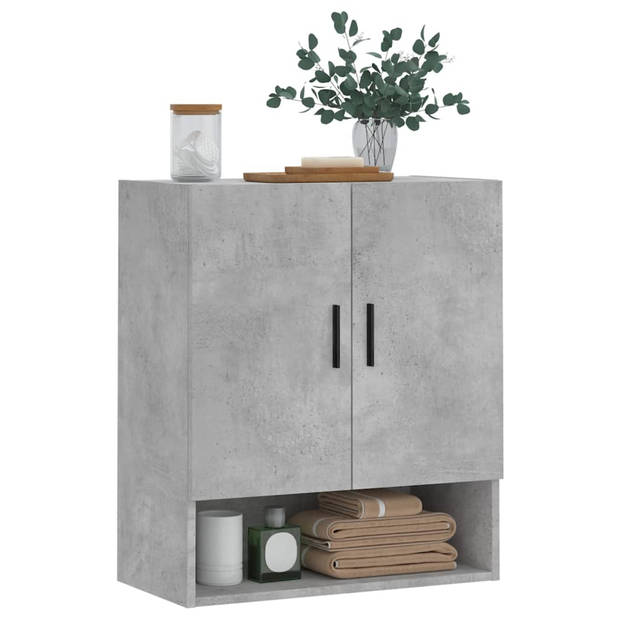 The Living Store Wandkast Betongrijs 60x31x70 cm - zwevende opbergkast - decoratieve en praktische toevoeging