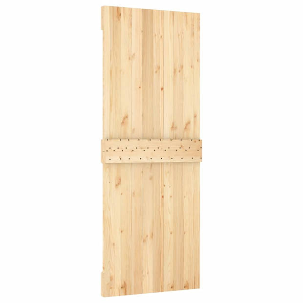 The Living Store Schuifdeur Massief Grenenhout - 80 x 3.6 x 210 cm - Staal - Wit