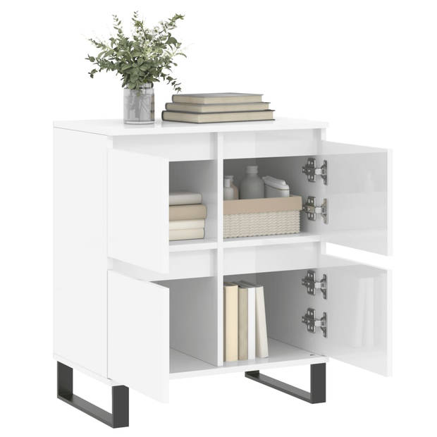 The Living Store Dressoir - Trendy - Opbergkast - Afmetingen- 60 x 35 x 70 cm - Kleur- Hoogglans wit